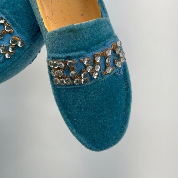 Elvis Blue Suede Shoes Velvet Rhinestone Ornament - Picture 2 of 5